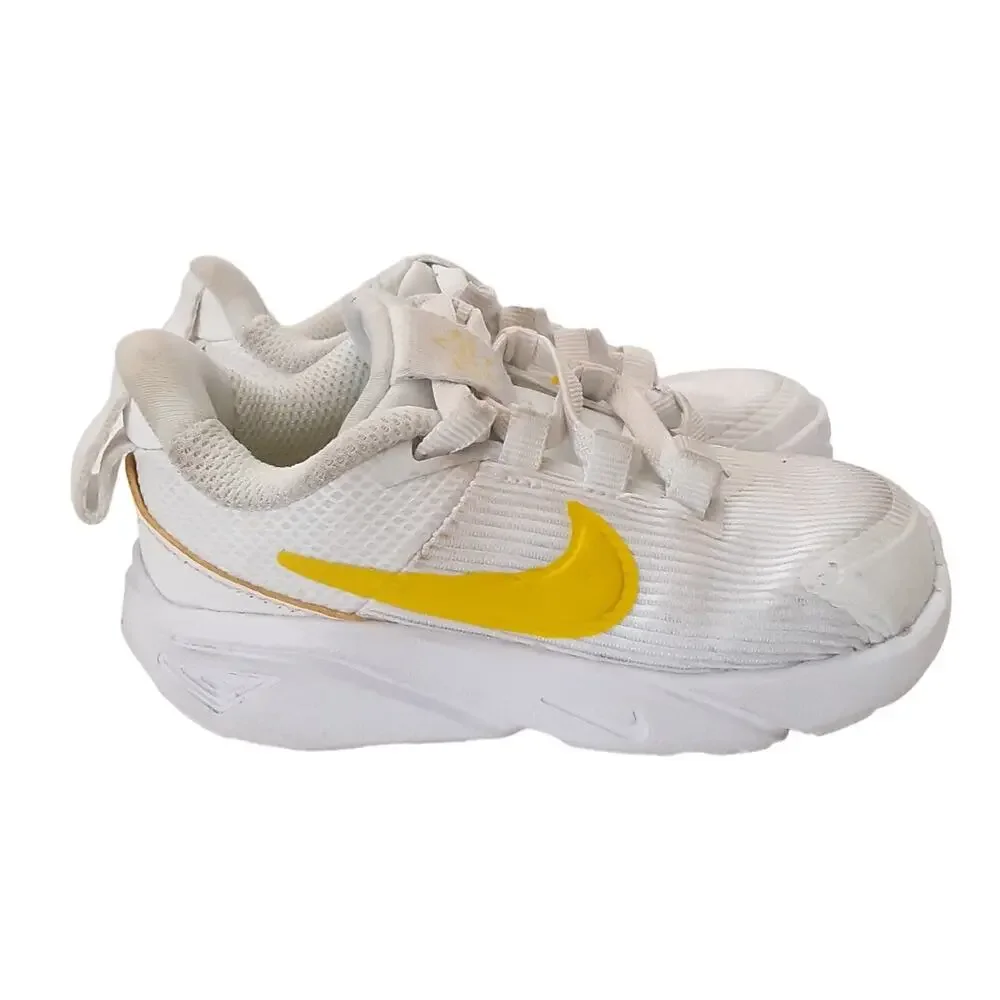 Nike Star Runner 4 Low Top Sneakers Baby 6C Toddler Running Shoes White Yellow